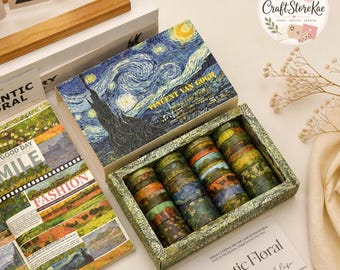 25 Rolls Van Gogh Oil Painting Washi Tape Set, Impressionist Art Decorative Tape for Journaling, Scrapbooking, Planners, DIY Crafts & Gifts