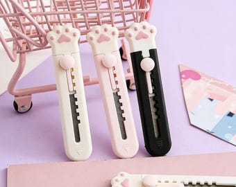 Faca artesanal em formato de pata de gato kawaii, mini faca fofa para scrapbooking e diários, faca de precisão afiada, presente de papelaria para artesãos.