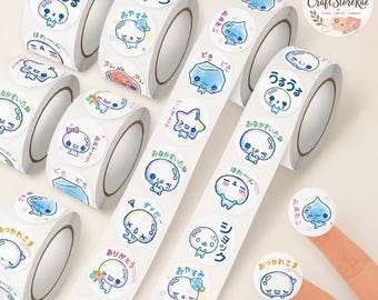 500Pcs Kawaii Bubble Stickers, Japanese Cartoon Text & Expression Decals for Journaling, Scrapbooking, DIY Crafts, Planners Gift Decoration