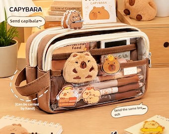 Capybara Pencil Case, Cute Kawaii Pencil Pouch for School Office Supplies Stationery Organizer Makeup Bag Gift for Students Kids Adults