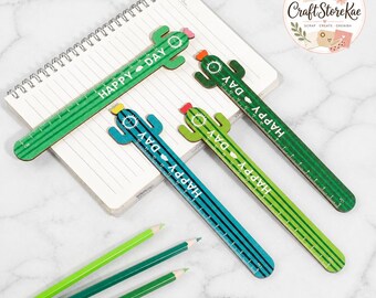 1 regla de medición con forma de cactus, 15 cm, color verde, ideal para la escuela, el estudio, los exámenes, el dibujo, las tareas y como artículo de papelería.