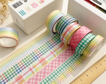 Plaid Washi Tape Set, 6 Rolls Basic Planner Masking Tape for Journaling Scrapbooking DIY Craft Decor Supplies, Grandma Gift