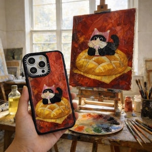 Custodia massimalista per iPhone 16 15 14 Pro Max, Gatto, Custodia per telefono con animale audace ispirata alla pittura ad olio, Samsung, Custodie per telefono fatte a mano con conchiglie marine Aura
