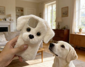 Etui na telefon 3D z puszystym labradorem retrieverem, sztuczne futro na iPhone'a 17, Galaxy i Pixel