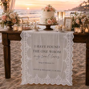 Personalized Wedding Lace Table Runner, Song of Solomon Bible Verse Decor, Custom Sweetheart Table Cloth, Christian Wedding Gift