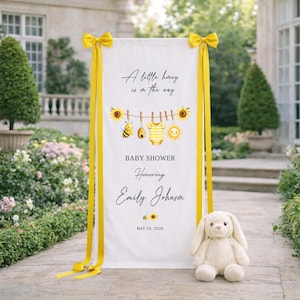Bee Baby Shower Welcome Banner, A Little Honey Is On The Way Banner, Personalized Baby Shower Sign, Bee Theme Party Decor