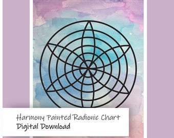 Harmony Radionic Chart Wall Art, Grafico Harmonia Radiesthesia, Sacred Geometry Energy Healing Dowsing Table
