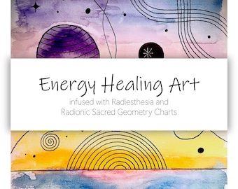 Arte di guarigione energetica, pittura ad alta vibrazione infusa con energia radionica, meditazione cosmica dell'universo al tramonto, arte spirituale, dipinta a mano