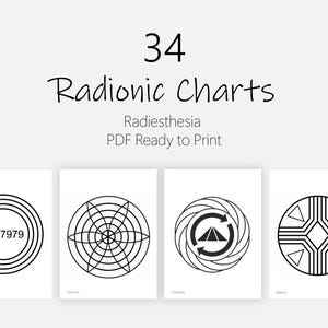 Ensemble de 34 cartes radioniques PDF prêtes à imprimer + guide + bonus | Radiesthésie | Radionica | Géométrie sacrée | Tableaux de soins énergétiques