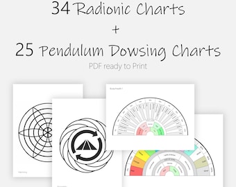 34 Tabelle di rabdomanzia radionica + 25 Tabelle di rabdomanzia con pendolo + Guida · PDF pronto per la stampa
