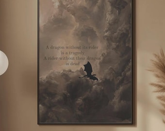 Fourth Wing Inspired Dragon Poster - Aesthetic Bookish Wall Art, Basgiath War College Print, Modern Booktok Fantasy Decor