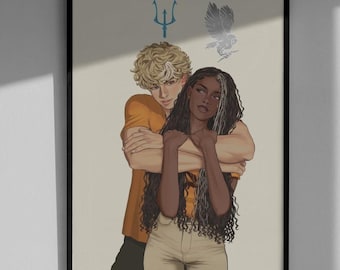 Percy Jackson Poster - Percabeth Art Print, PJO Camp Half-Blood Decor