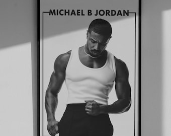 Michael B. Jordan Poster - Aesthetic Hot Guy Art Print, Modern Black and White Wall Decor