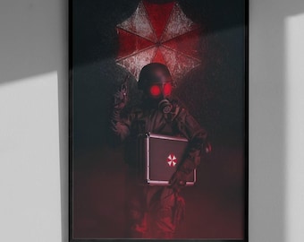 Resident Evil Umbrella HUNK Poster - Biohazard Art Print, Umbrella Corporation Decor