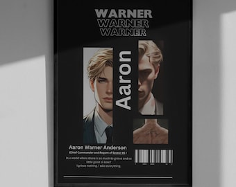 Aaron Warner Poster - Shatter Me Bookish Collage Art Print, Sector 45 Wall Decor, Book Boyfriend Gift