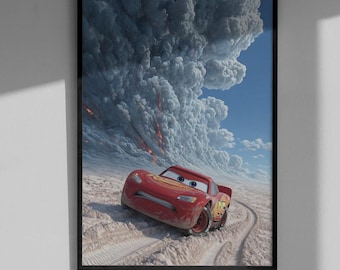 Lightning McQueen Art Print - Aesthetic Racing Poster, Cars Movie Wall Decor, Rust-eze Fan Gift