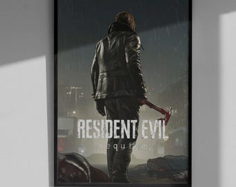 バイオハザード レクイエム ポスター - レオン・S・ケネディ アートプリント、サバイバルホラー ウォールデコ