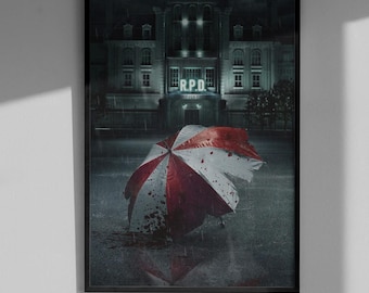 Raccoon City-poster - Resident Evil Survival Horror-konsttryck, R.P.D. Station-väggdekoration