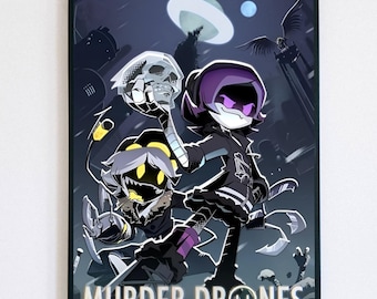 Murder Drones Poster - Anime Series Wall Art, N and V Print, Aesthetic Bedroom and Gaming Room Decor
