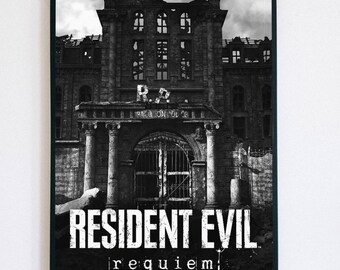 Resident Evil Requiem Poster - Aesthetic Raccoon City Police Station Wall Art, Modern Horror Gaming Print, Minimalist Dark RPD Decor