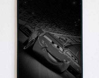 Lightning McQueen Cars 1 Poster - Aesthetic Black and White Wall Art, Modern Disney Pixar Print, Minimalist Racing Movie Decor