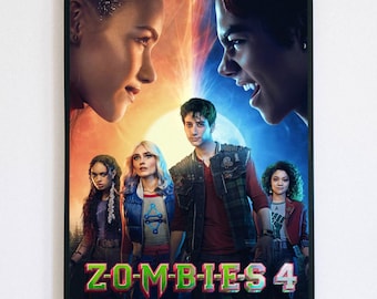 Zombies 4: Dawn of the Vampires Poster - Freya Skye & Malachi Barton Art, Disney Movie Wall Decor, Modern Supernatural Print