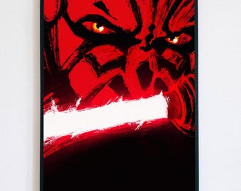 Star Wars Maul Shadow Lord Poster - Aesthetic Darth Maul Wall Art, Modern Sith Lord Season 2 Print, Minimalist Red Lightsaber Decor