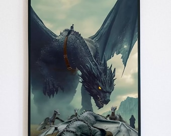 Onyx Storm Dragon Poster - Aesthetic Fourth Wing Book Wall Art, Modern Fantasy Dragon Rider Print, Minimalist Empyrean Series Decor