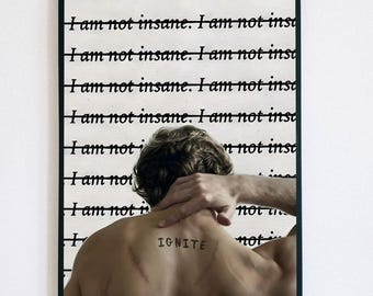 Aaron Warner Shatter Me Poster, I Am Not Insane Wall Art, Book Boyfriend Print, Warner Ignite Decor, Gift for Shatter Me Fans