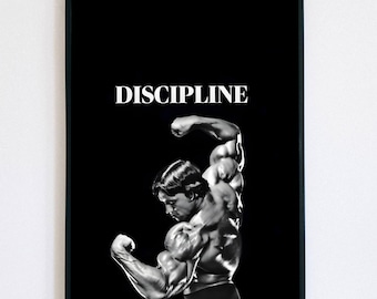 Arnold Schwarzenegger Poster, Discipline Motivational Wall Art, Inspiring Gym Print, Bodybuilding Decor, Fitness Motivation Art
