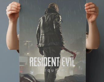 Resident Evil Requiem Leon Kennedy Poster - Biohazard Wall Art, Digital Download Video Game Print, Instant Printable Survival Horror Art