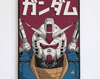 Aesthetic Gundam Robot Poster - Japanese Anime Wall Art, Mecha Sci-Fi Suit Print, Modern Manga Cinema Decor