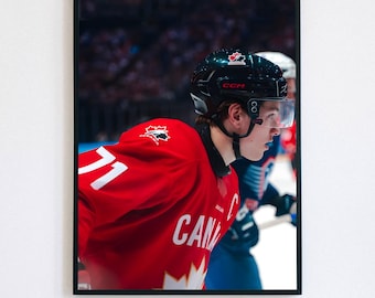 Macklin Celebrini Poster - Ice Hockey Star Art Print, Team Canada Sports Wall Decor, Hot Hockey Player Poster, San Jose Sharks