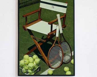 Retro Tennis Poster - Aesthetic Old Money Wall Art, Modern Sporty Lifestyle Print, Minimalist Vintage Court Style Home Decor