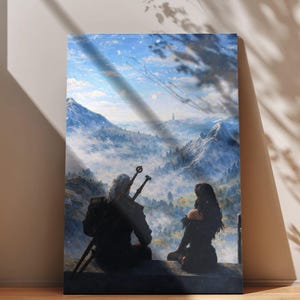 ゲラルトとイェネファーのウィッチャーポスター - 美的ワイルドハントウォールアート、白狼と魔女へのオマージュプリント、モダンファンタジーシネマルーム 画像 4