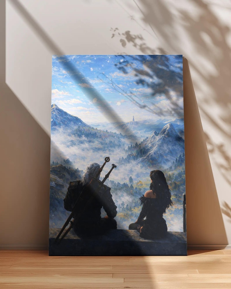 ゲラルトとイェネファーのウィッチャーポスター - 美的ワイルドハントウォールアート、白狼と魔女へのオマージュプリント、モダンファンタジーシネマルーム 画像 4