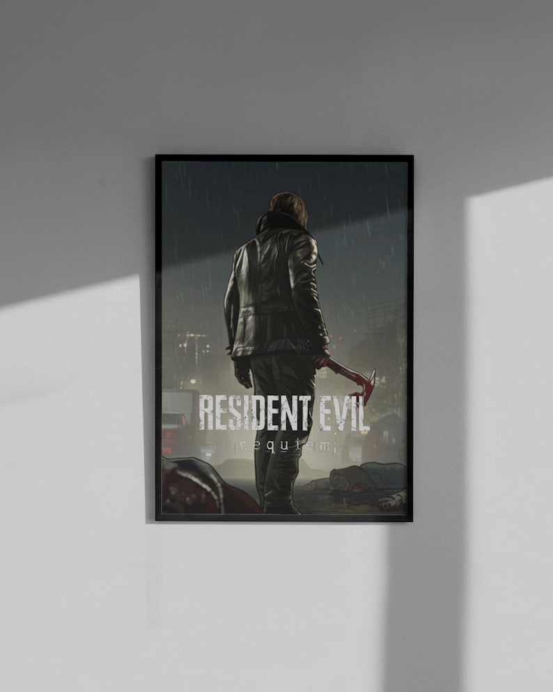 Resident Evil Requiem Leon Kennedy Poster - Biohazard Wall Art, Digital Download Video Game Print, Instant Printable Survival Horror Art image 2