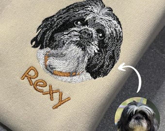 Sudadera bordada para mascotas, sudadera con capucha bordada para perro, sudadera bordada con cara de perro personalizada a partir de una foto, regalo para amantes de las mascotas para mamá, bordado de perro