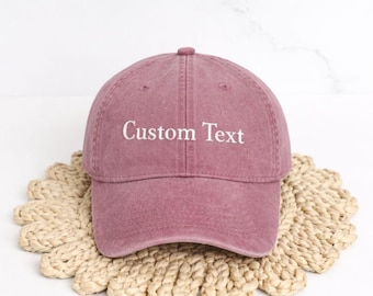Custom Text Embroidered Hat, Personalized Cap Vintage Baseball Hat, Gift For New Dad Mom, Gift For Fathers Day, Bachelorette Gift for her