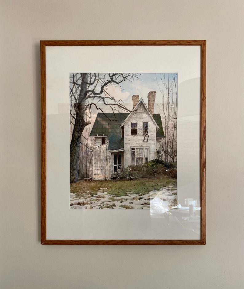 Crabapple Island, original watercolor painting of an abandoned farm house in Illinois. image 3