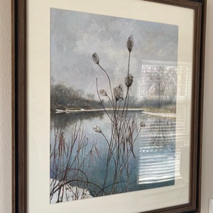 Wild Carrot in Winter, original gouache painting of queen anne's lace or wild carrot on the banks of the Fox River, ready to hang image 4