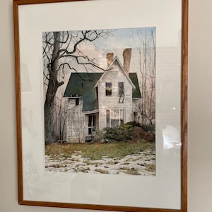 RESERVED for STEPHANIE Crabapple Island, original watercolor painting of an abandoned farm house in Illinois. image 2