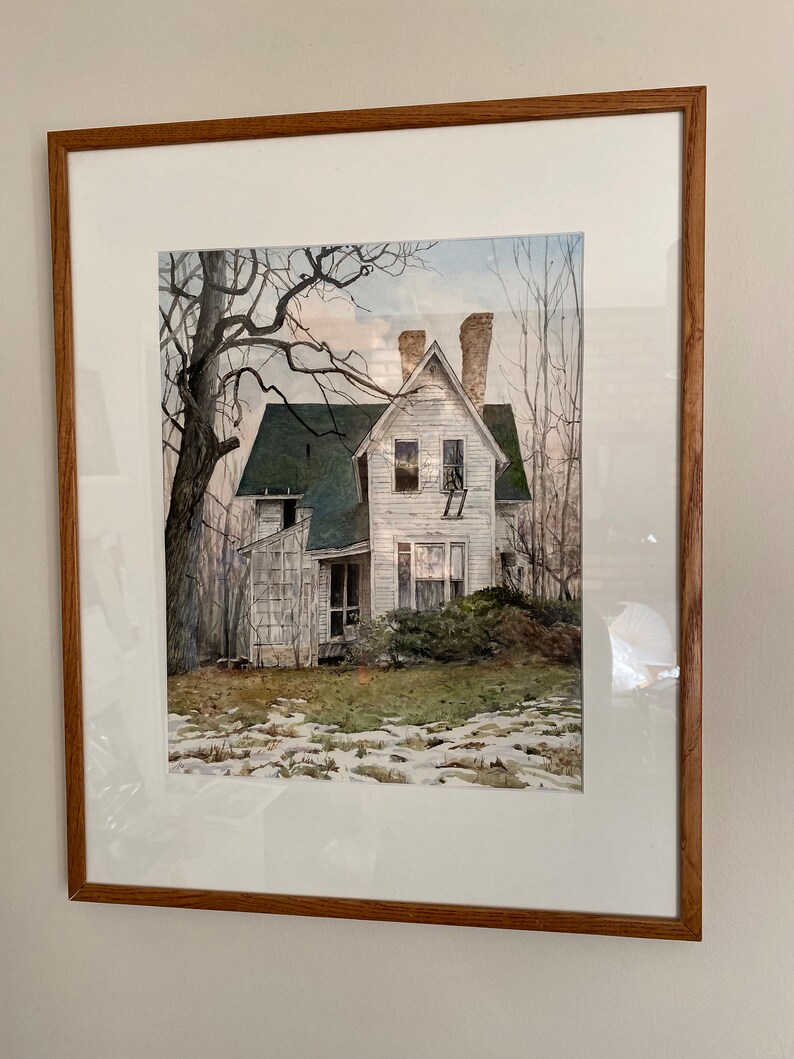 Crabapple Island, original watercolor painting of an abandoned farm house in Illinois. image 2