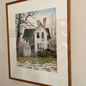 RESERVED for STEPHANIE Crabapple Island, original watercolor painting of an abandoned farm house in Illinois. image 4