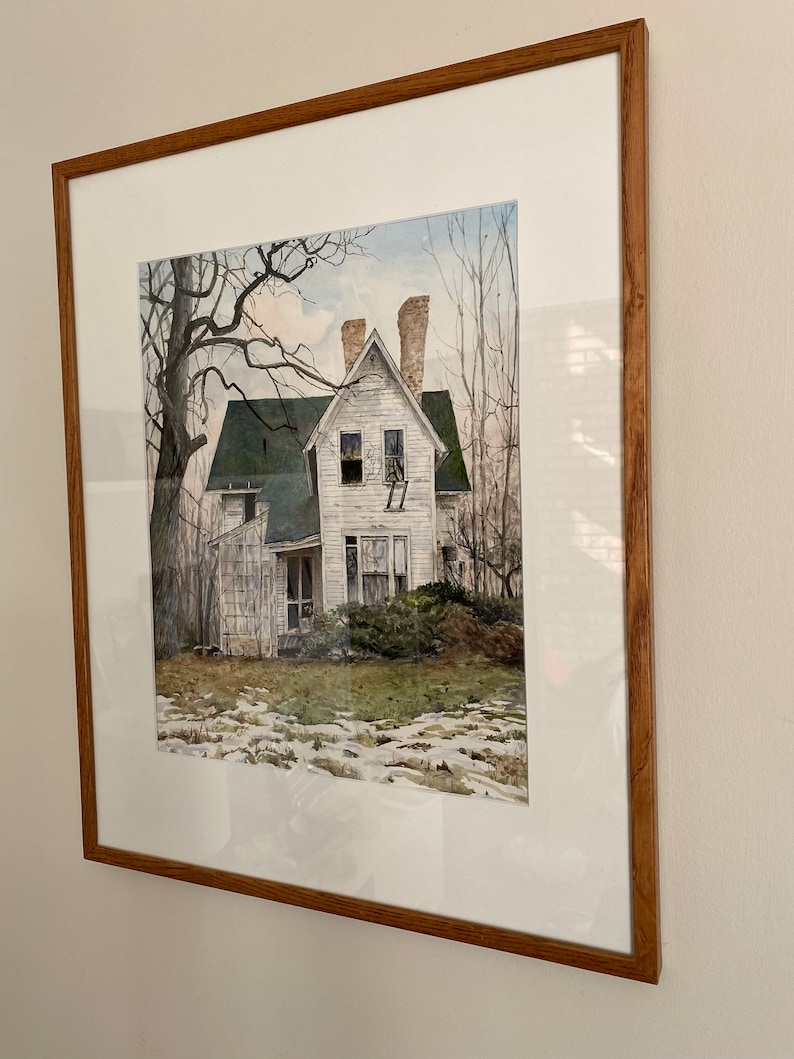 RESERVED for STEPHANIE Crabapple Island, original watercolor painting of an abandoned farm house in Illinois. image 4