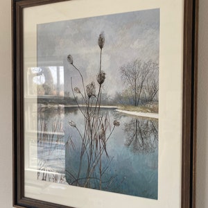 Wild Carrot in Winter, original gouache painting of queen anne's lace or wild carrot on the banks of the Fox River, ready to hang image 3