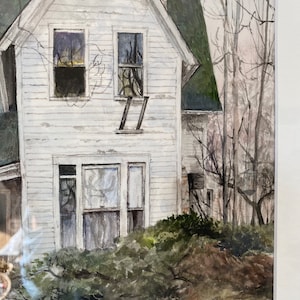 RESERVED for STEPHANIE Crabapple Island, original watercolor painting of an abandoned farm house in Illinois. image 7