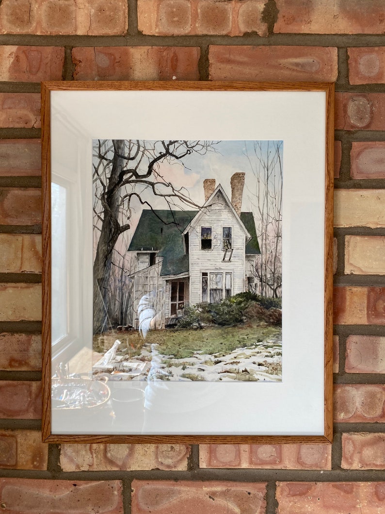 Crabapple Island, original watercolor painting of an abandoned farm house in Illinois. image 5