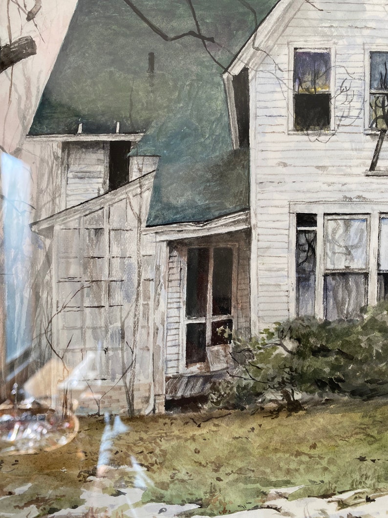 RESERVED for STEPHANIE Crabapple Island, original watercolor painting of an abandoned farm house in Illinois. image 6