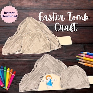 Lavoretto pasquale cristiano per bambini/Lavoretto pasquale sulla tomba stampabile per bambini, attività di facile preparazione per la lezione biblica della scuola domenicale